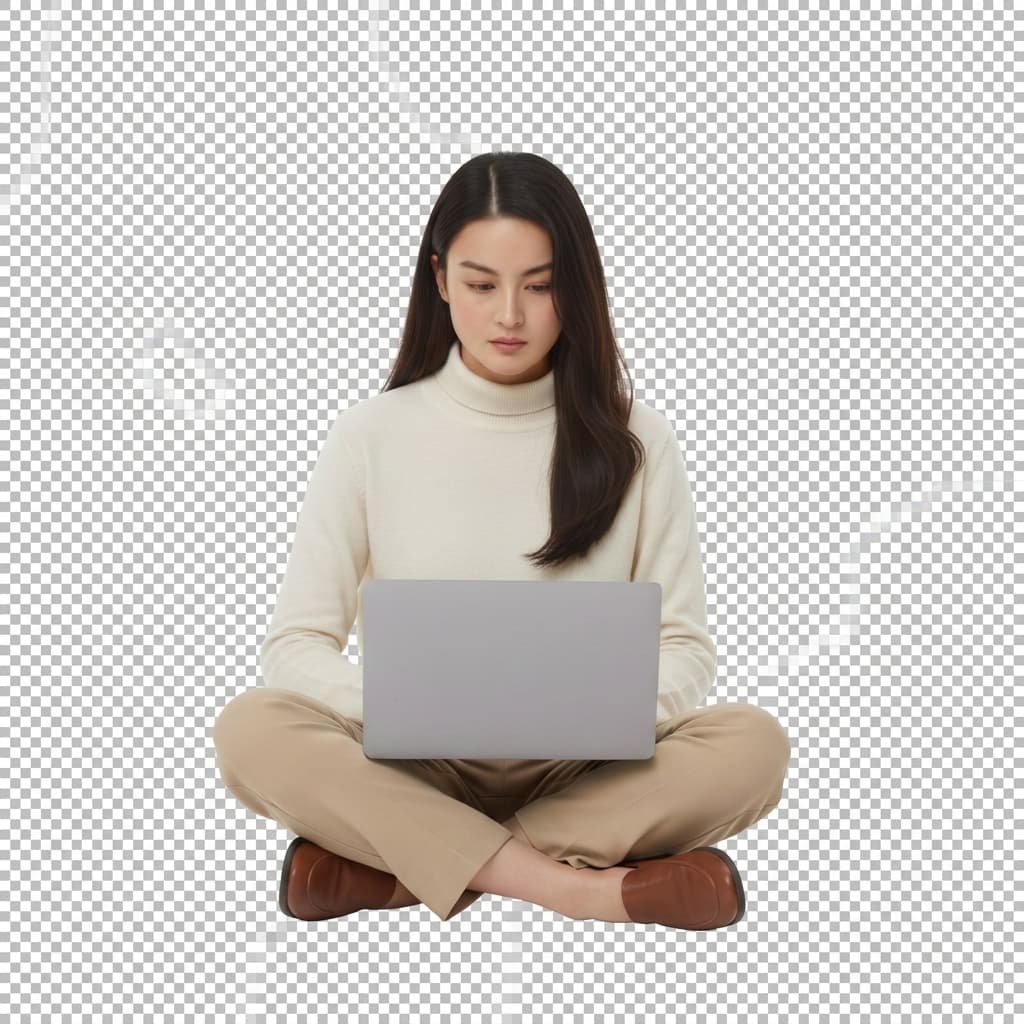 Mishael Vallar working on laptop